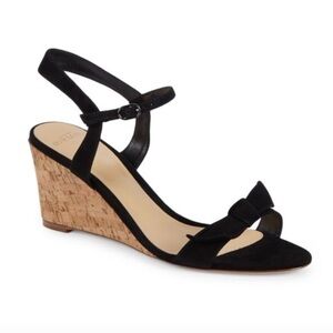 Alexandre Birman Clarita Bow Suede Wedge, SZ 39.5, in black